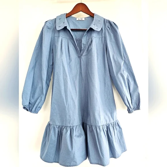 Day + Moon Dresses | Day + Moon Blue Popover Cotton Dress - Small | Color: Blue | Size: S | Mariamazursky's Closet